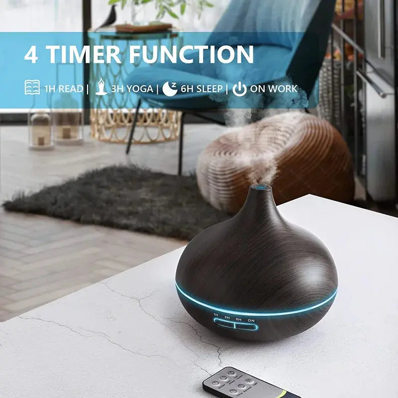 550ml Wood USB Aroma Diffuser with LED Lights & Remote Control - Nisiowelt