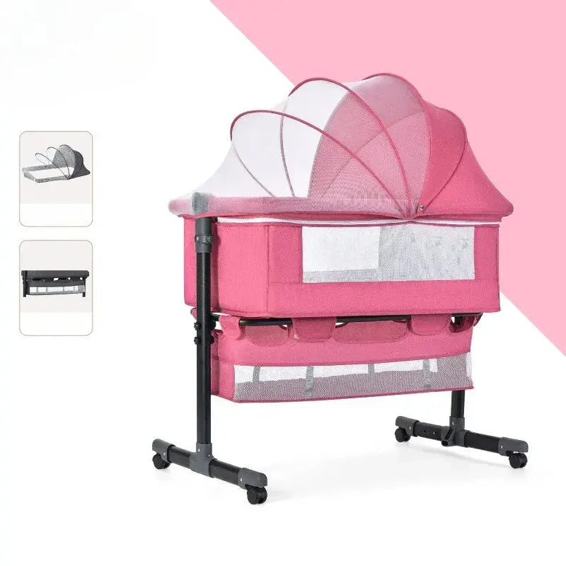 Portable Baby Crib with Mosquito Net & Storage – Adjustable Travel Bed Nisiowelt