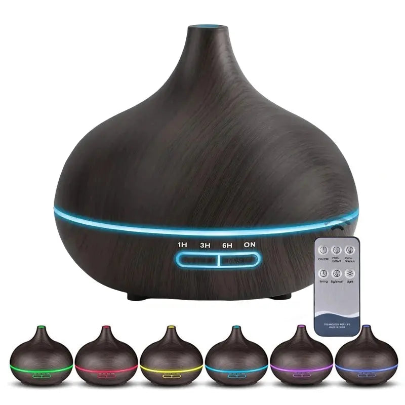 550ml Wood USB Aroma Diffuser with LED Lights & Remote Control - Nisiowelt