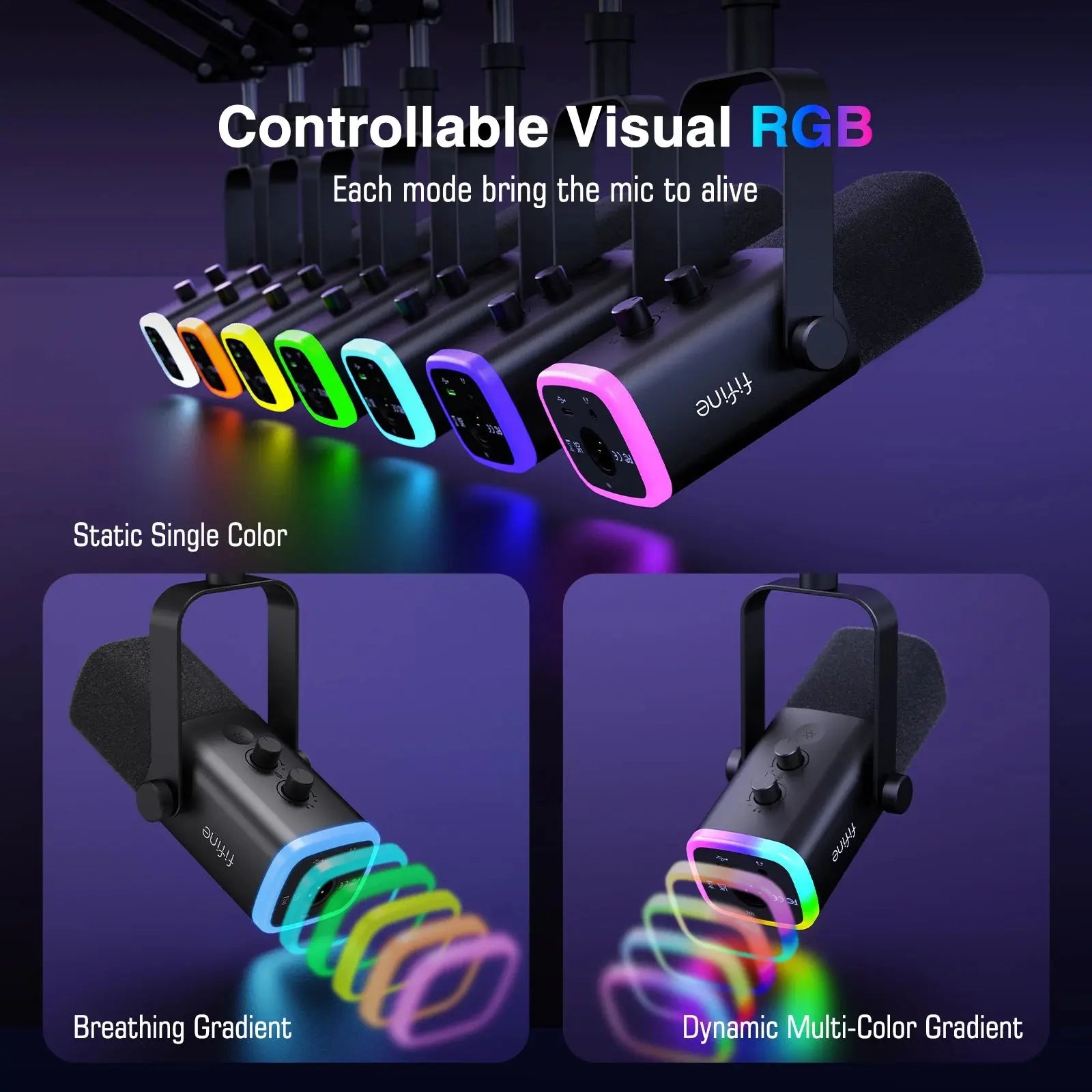 Dynamic XLR Microphone Kit with Boom Arm and RGB Nisiowelt