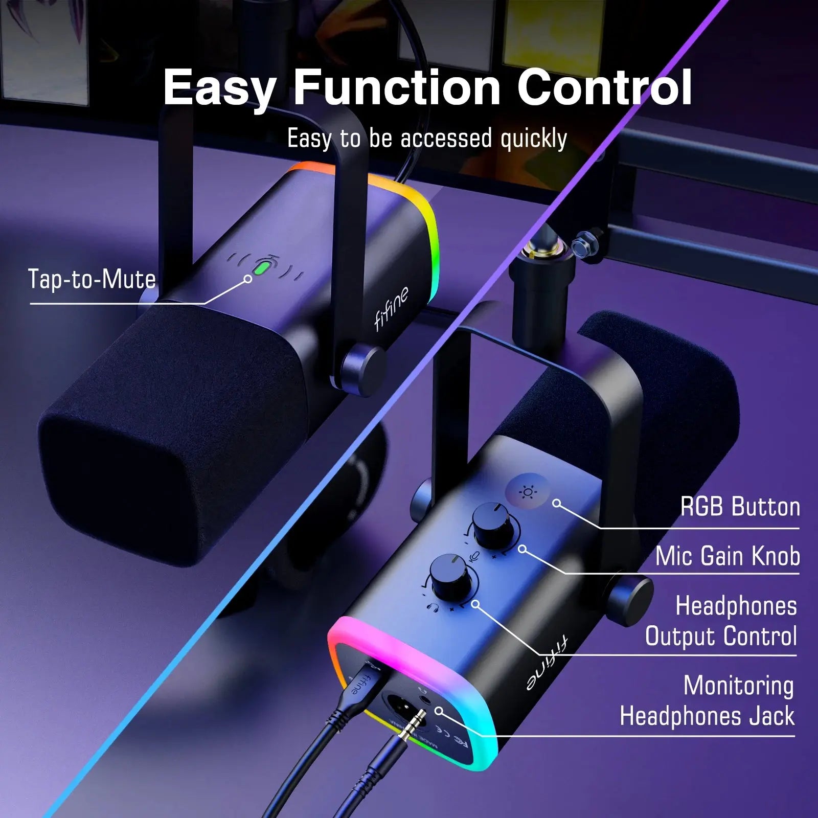 Dynamic XLR Microphone Kit with Boom Arm and RGB Nisiowelt