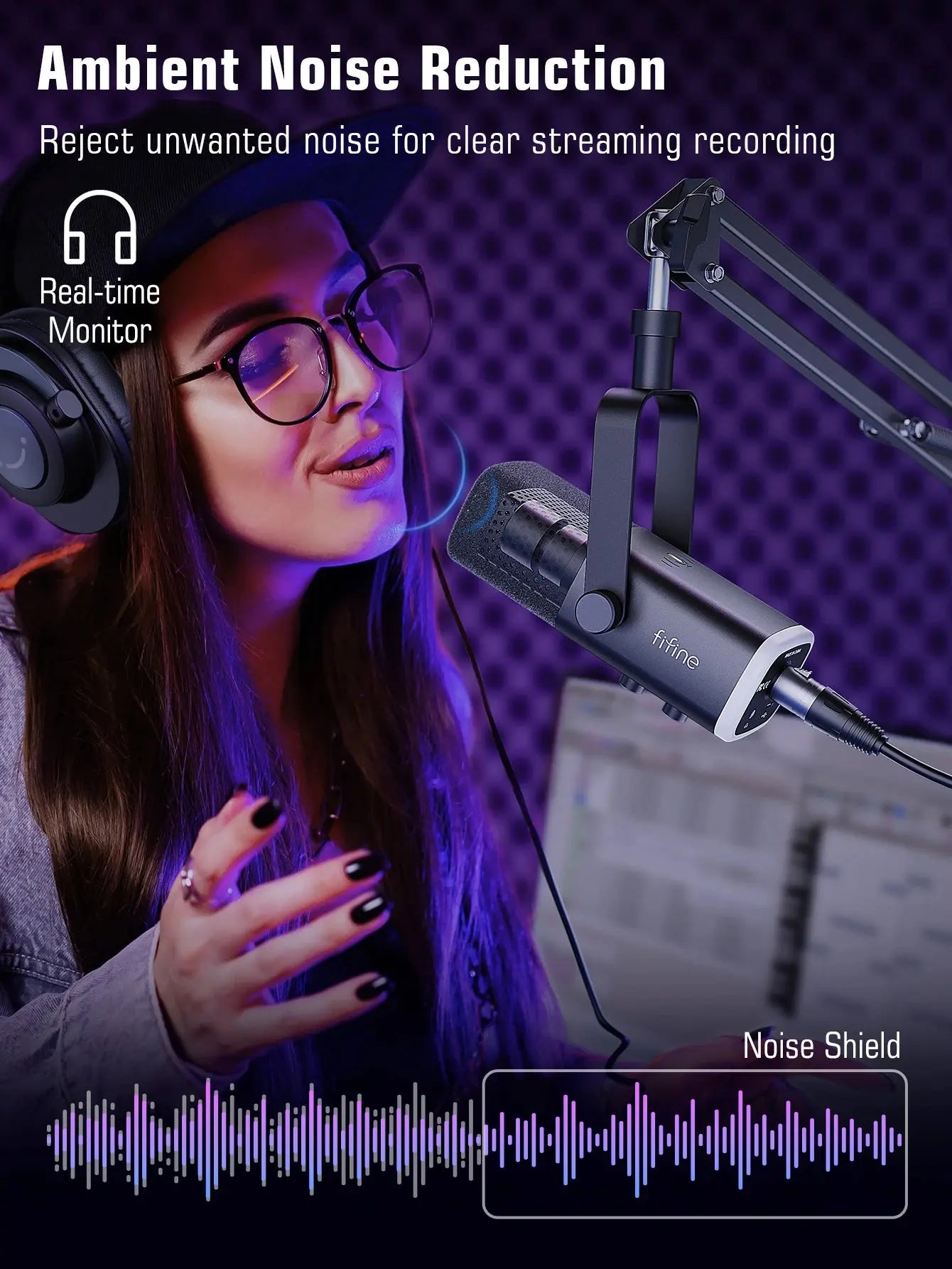 Dynamic XLR Microphone Kit with Boom Arm and RGB Nisiowelt