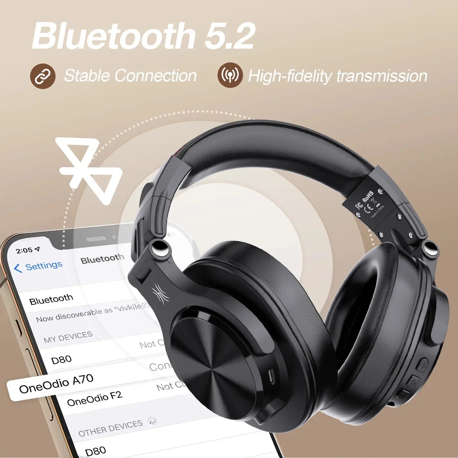 Oneodio Fusion A70 Bluetooth 5.2 Hi-Res Audio Headphones 72H - Nisiowelt