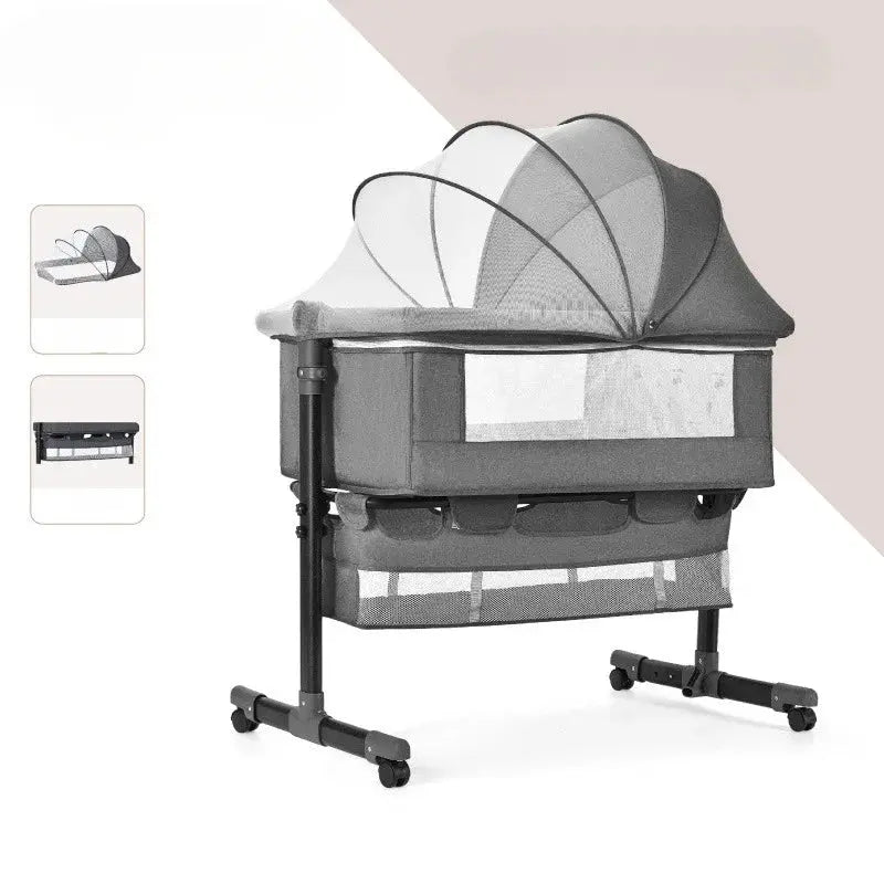 Portable Baby Crib with Mosquito Net & Storage – Adjustable Travel Bed Nisiowelt