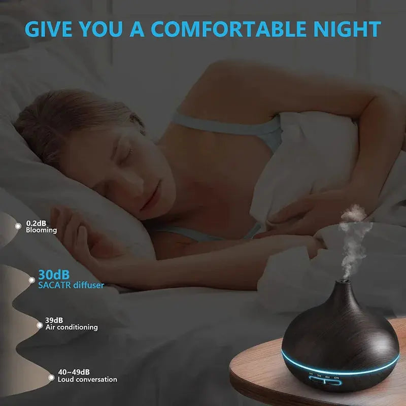 550ml Wood USB Aroma Diffuser with LED Lights & Remote Control - Nisiowelt