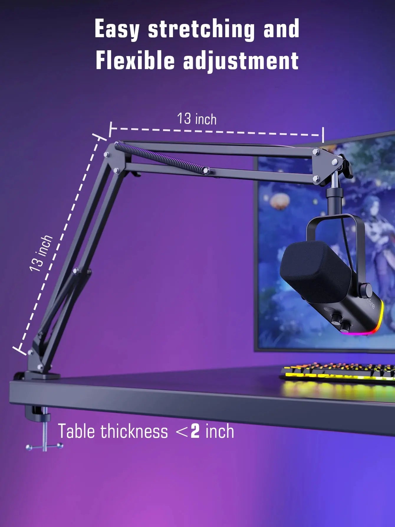 Dynamic XLR Microphone Kit with Boom Arm and RGB Nisiowelt