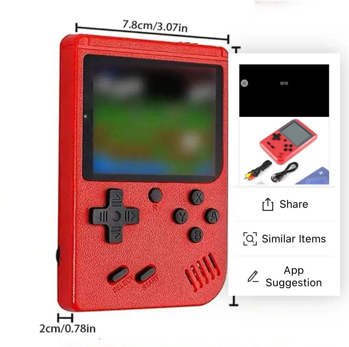 Red Retro Classic Handheld Game Console with TV Connection - Nisiowelt