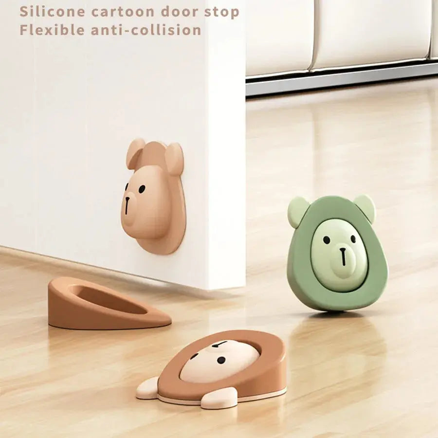 2 in 1 Door Stop Little Bear Cartoon Soft Silicone Thicken Door Bottom Multi-function Child Safety Anti Pinch Hand Door Stopper Nisiowelt