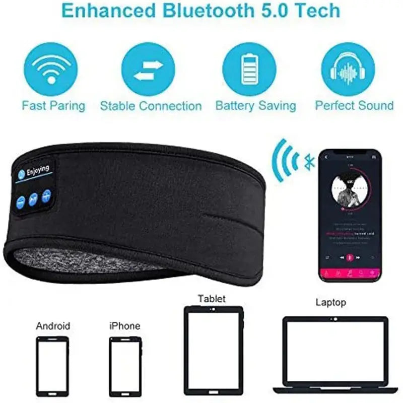 Wireless Bluetooth Sports Headband Earphones & Music Eye Mask Headset - Nisiowelt