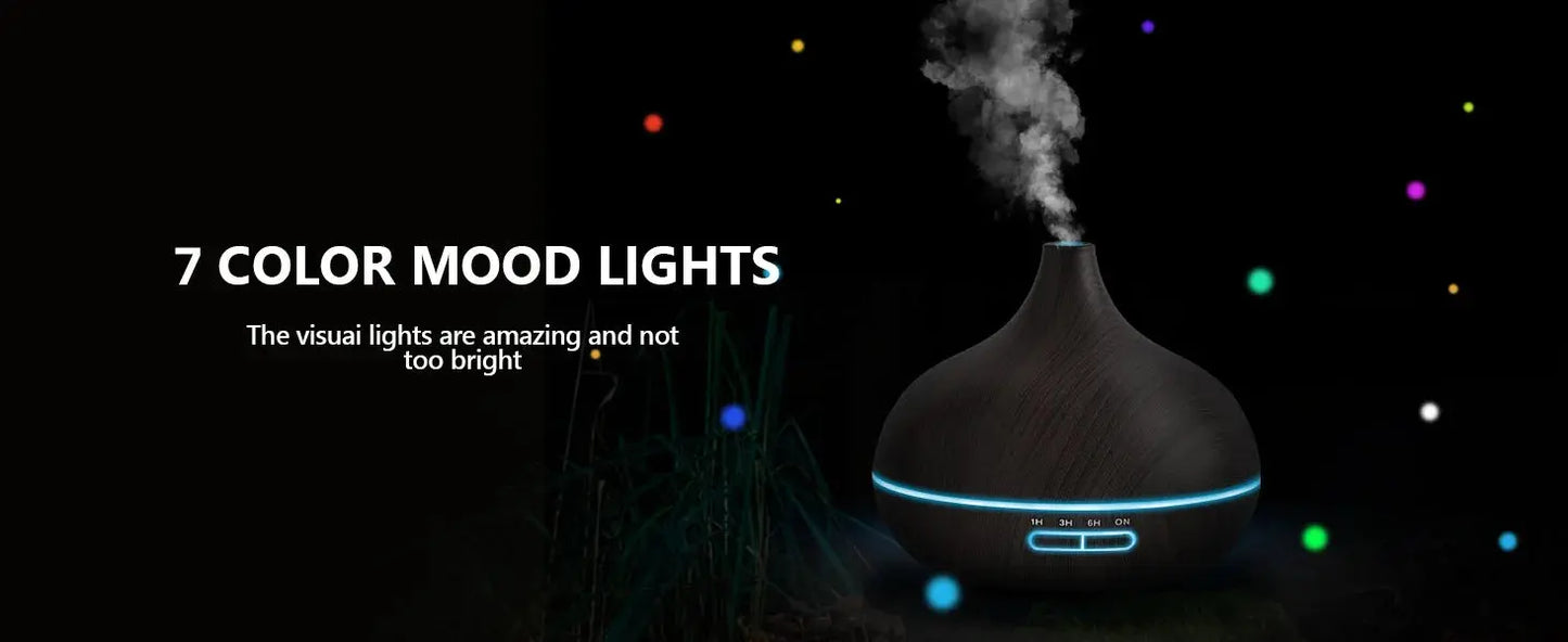 550ml Wood USB Aroma Diffuser with LED Lights & Remote Control - Nisiowelt