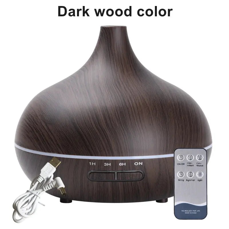 550ml Wood USB Aroma Diffuser with LED Lights & Remote Control - Nisiowelt