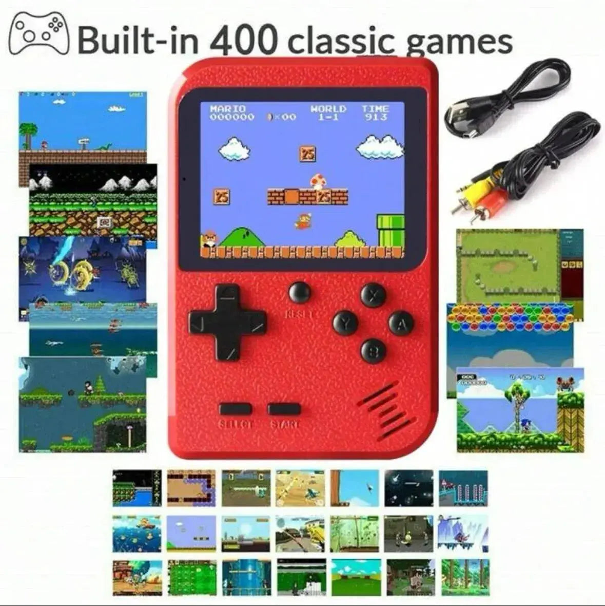 Red Retro Classic Handheld Game Console with TV Connection - Nisiowelt