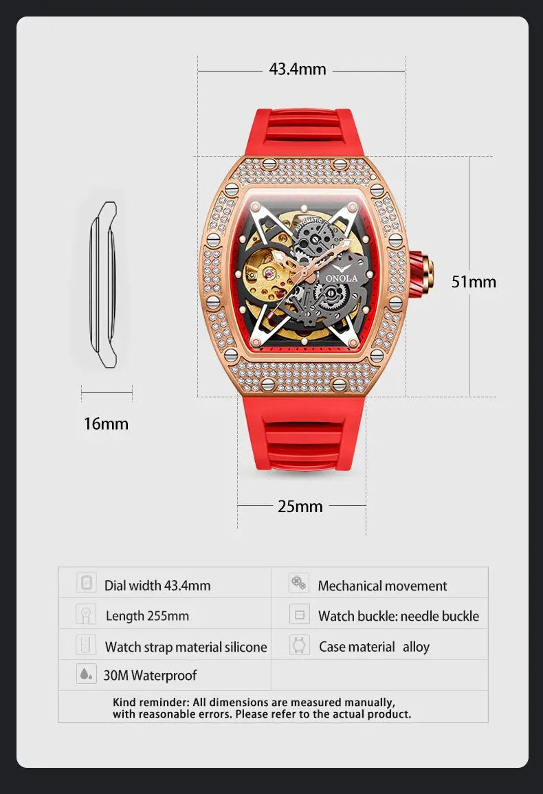 ONOLA Luxury Automatic Waterproof Men's Watch with Diamond - Nisiowelt
