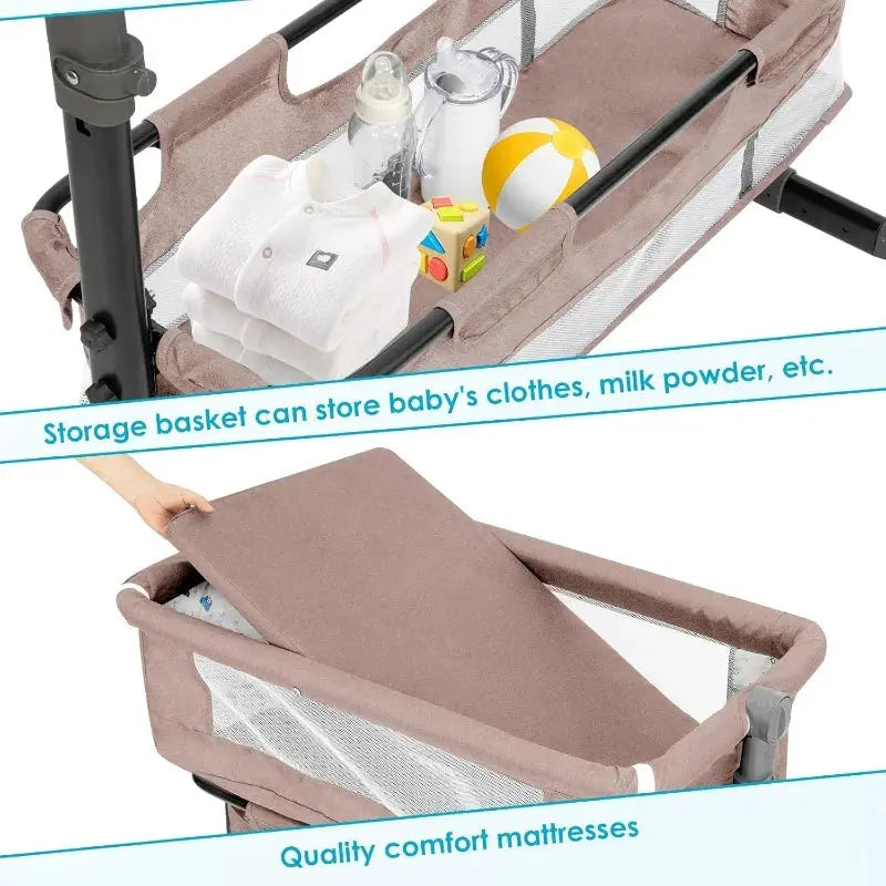 Portable Baby Crib with Mosquito Net & Storage – Adjustable Travel Bed Nisiowelt