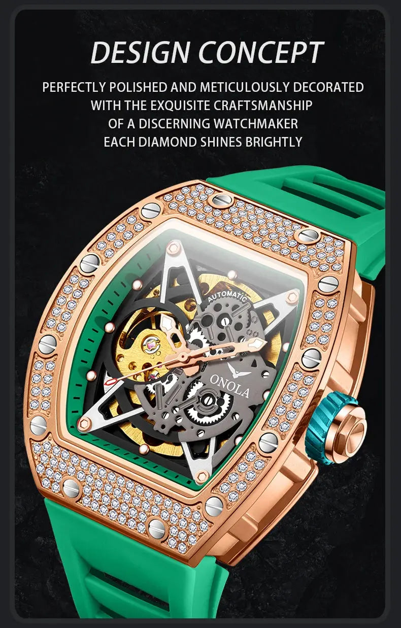 ONOLA Luxury Automatic Waterproof Men's Watch with Diamond - Nisiowelt