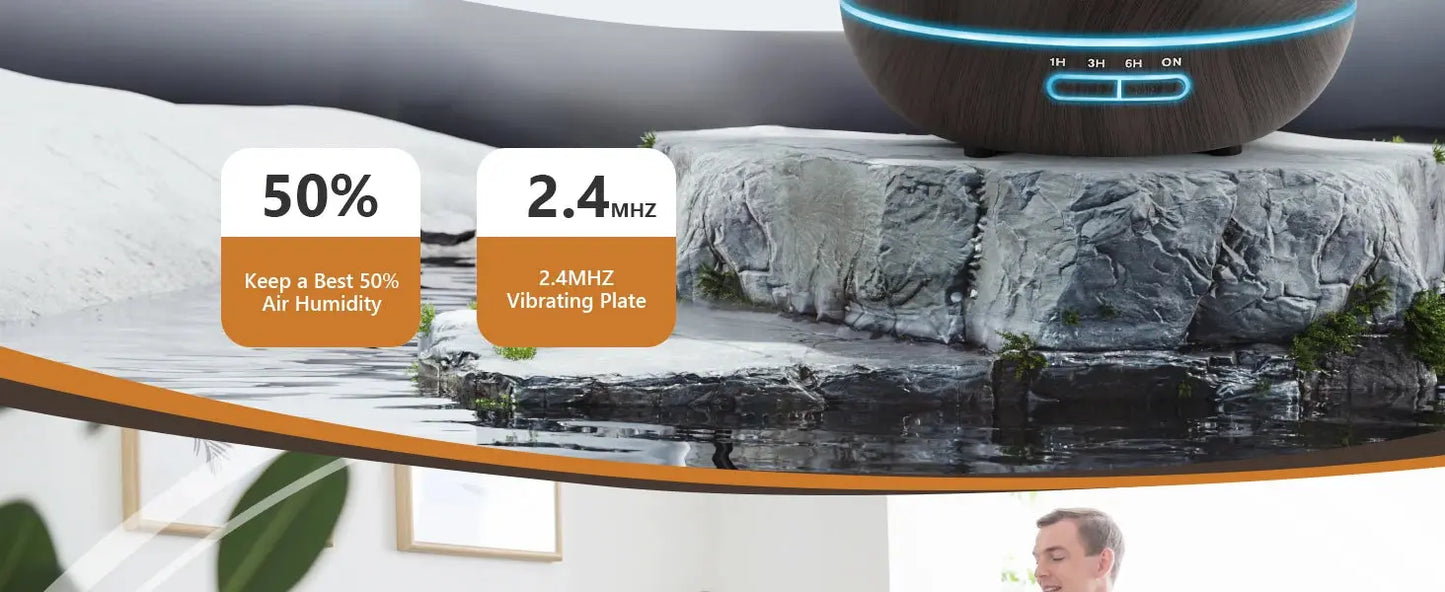 550ml Wood USB Aroma Diffuser with LED Lights & Remote Control - Nisiowelt