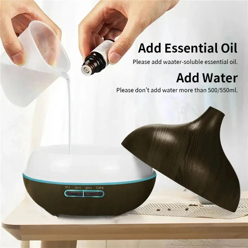 550ml Wood USB Aroma Diffuser with LED Lights & Remote Control - Nisiowelt