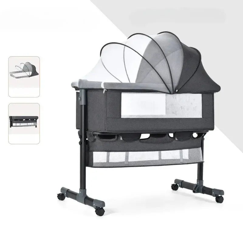 Portable Baby Crib with Mosquito Net & Storage – Adjustable Travel Bed Nisiowelt