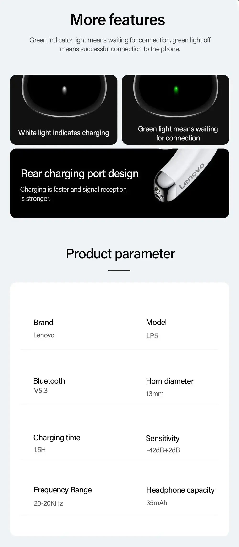 Lenovo LP5 Wireless Bluetooth Earbuds HiFi Waterproof with Mic - Nisiowelt