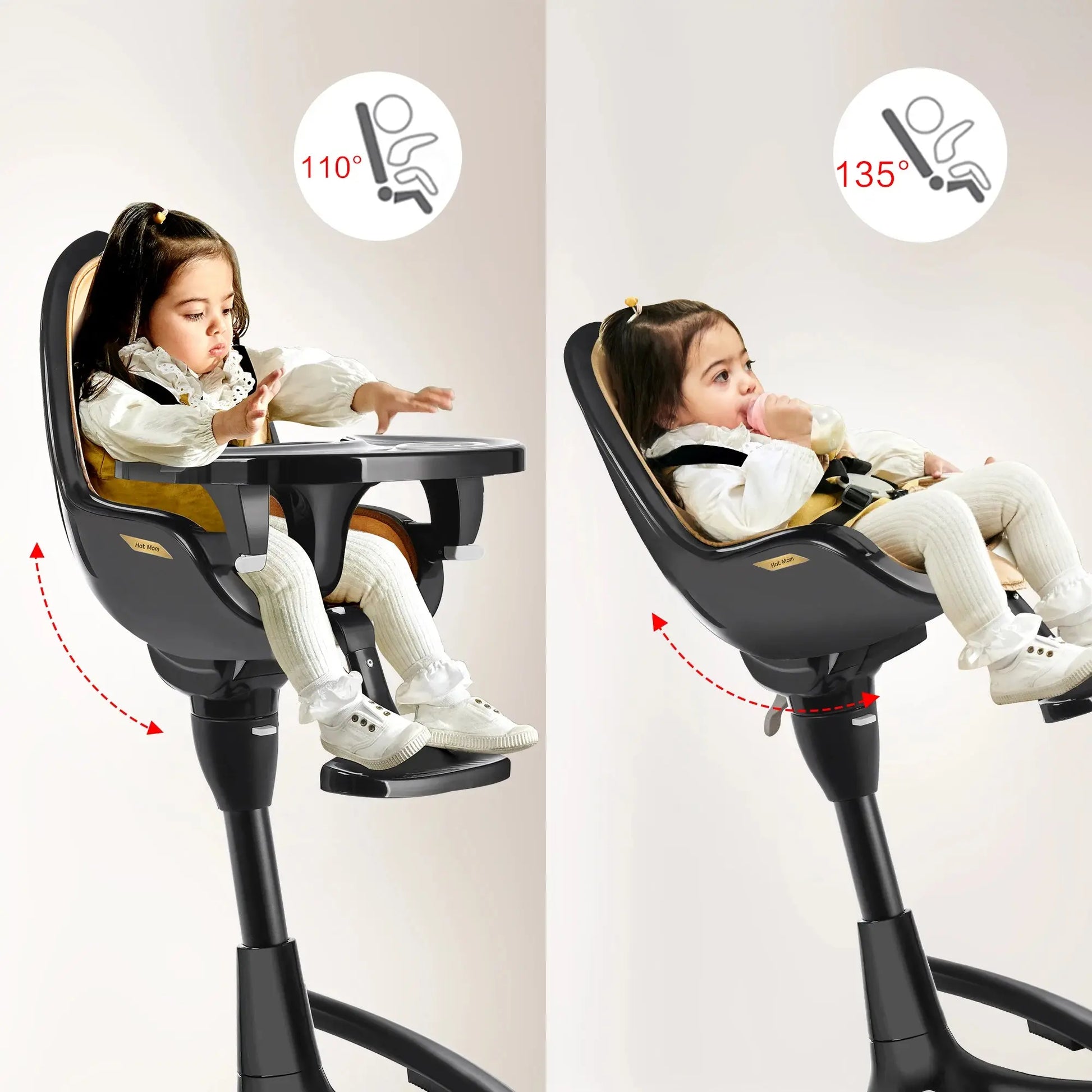 Luxury Adjustable Baby High Chair with PU Cushion & Footrest Nisiowelt