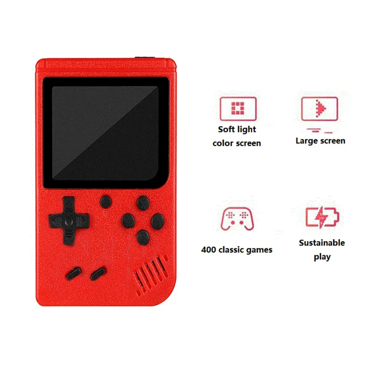 Red Retro Classic Handheld Game Console with TV Connection - Nisiowelt