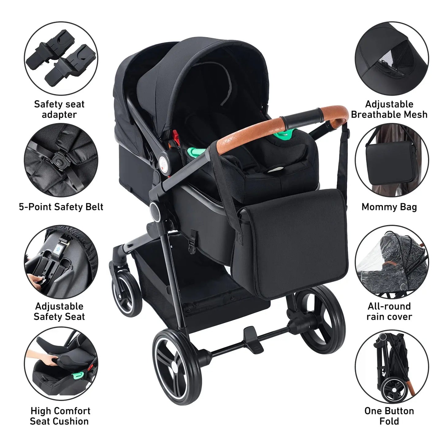 Newborn 3-in-1 Stroller – Foldable & Portable - Nisiowelt