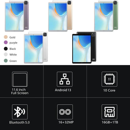 Android Tablet 2025 11.6" 16GB RAM 1TB ROM 16MP 32MP 12000mAh - Nisiowelt
