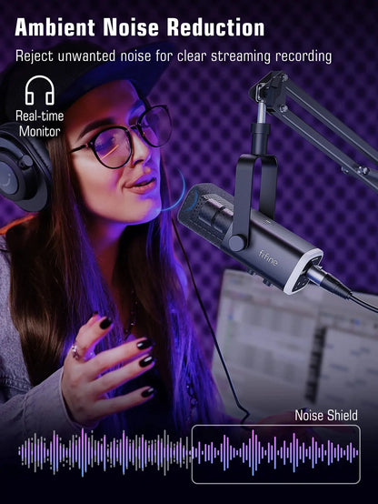 Dynamic XLR Microphone Kit with Boom Arm and RGB Nisiowelt