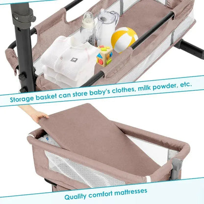 Portable Baby Crib with Mosquito Net & Storage – Adjustable Travel Bed Nisiowelt