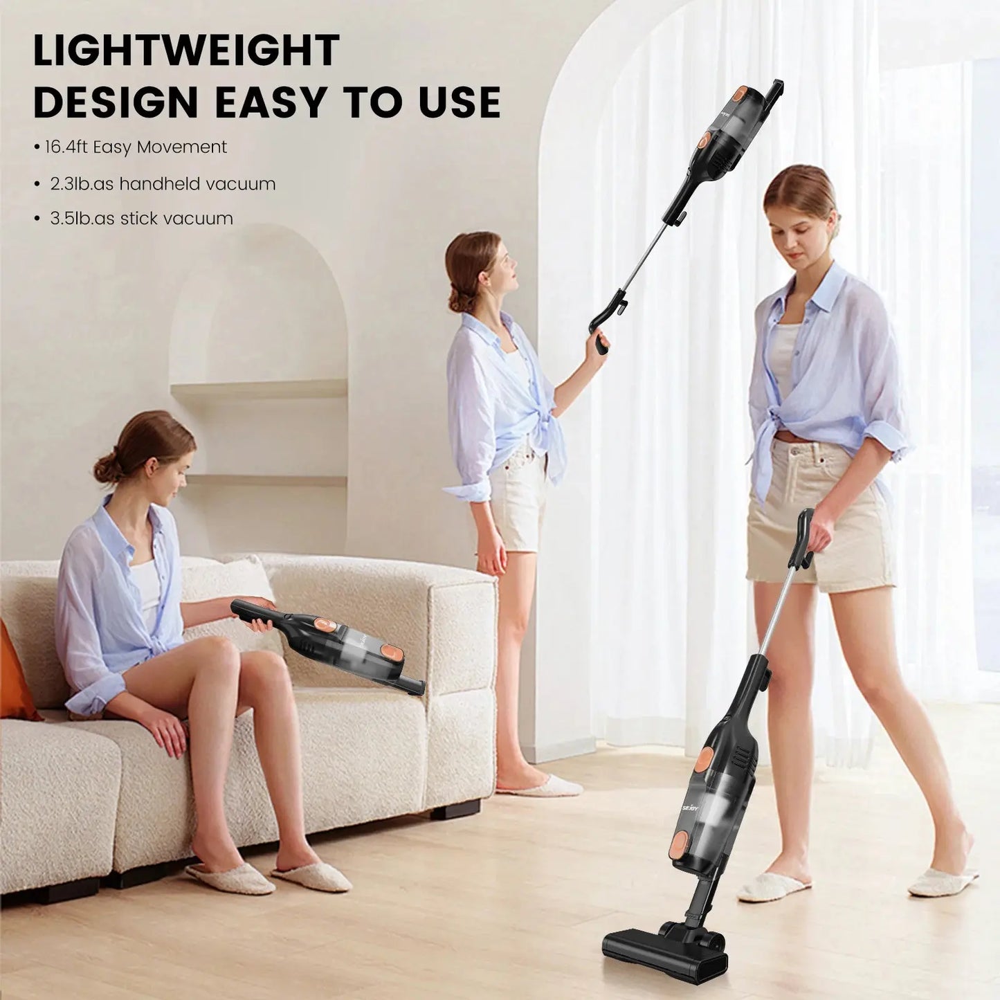 Stick Vacuum Cleaner with HEPA Filter and 2-in-1 Design Nisiowelt