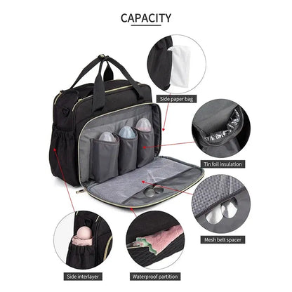 Large Capacity Travel Bag Multifunctional Maternity Mother Baby Stroller Bags New Style Waterproof Diaper Bag Black nappy bag Nisiowelt