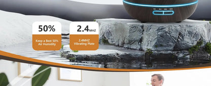 550ml Wood USB Aroma Diffuser with LED Lights & Remote Control - Nisiowelt