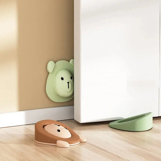 2 in 1 Door Stop Little Bear Cartoon Soft Silicone Thicken Door Bottom Multi-function Child Safety Anti Pinch Hand Door Stopper Nisiowelt